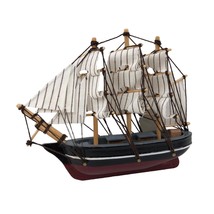 Miniature Tall Ship Figurine Wooden Boat Fabric Sails Nautical Theme Replica - £9.34 GBP