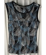 Brittany Black Womens Black &amp; Teal Ruffles Sequins Crepe Sleeveless Top ... - $24.79 CAD