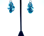 Vintage Earrings Movable Turquoise/Blue Color Enamel Dangle w Hook Closu... - $10.88