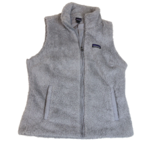 Patagonia Los Gatos Womens Sherpa Fleece Gray Zip Vest Size Large Pockets - £23.38 GBP