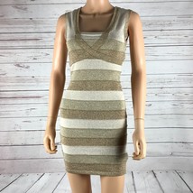 G by GUESS Gold Metallic Striped Bodycon Clubwear Dress Size XS - £11.89 GBP