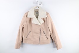 Charlotte Russe Womens M Deep Pile Fleece Lined Faux Leather Moto Jacket... - $555.84 MXN