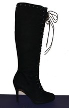 STUART WEITZMAN BLACK SUEDE LACE UP OVER-THE-KNEE BOOT WOMEN&#39;S SIZE 10M  - $120.27