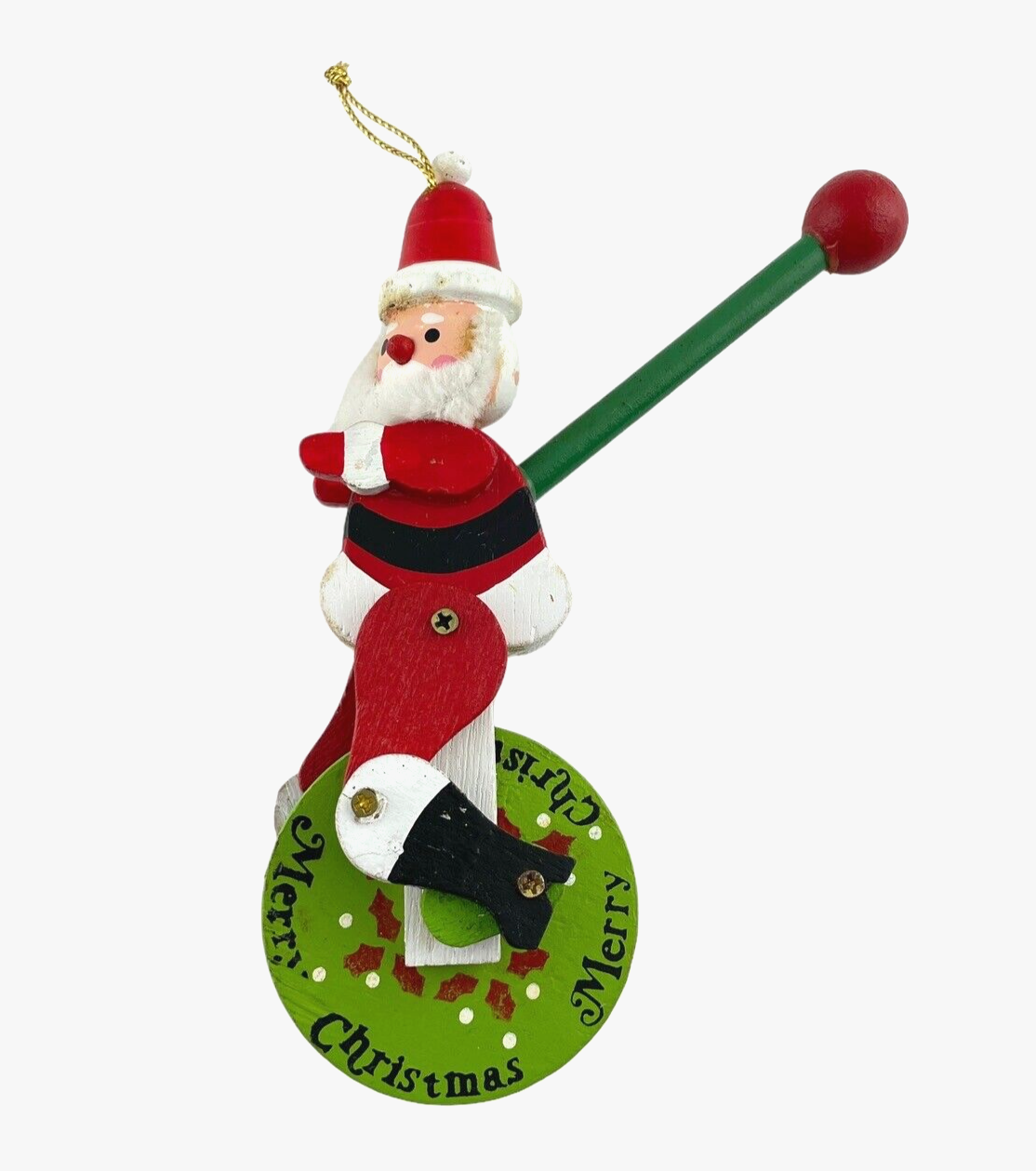 Kurt Adler Santa Unicycle Christmas Ornament Wooden Handmade Hand Painted - $19.26