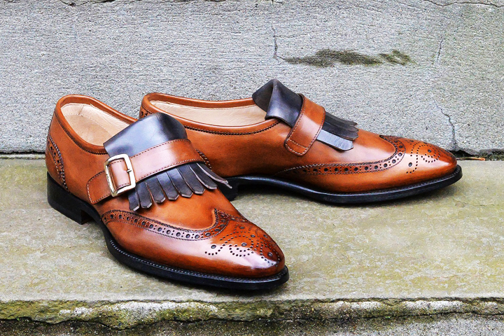 NEW Handmade Men's Designer Brogues Fringe Leather Shoes, Luxury shoes, italian