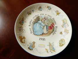 Wedgwood of Etruria England Peter Rabbit Wishes You a Happy Birthday 1981 Plate  - £23.53 GBP