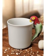 Vintage Ceramic Coffee Mug 4&quot; Hand Painted Parrot Bird Handle Unique Unb... - $39.92