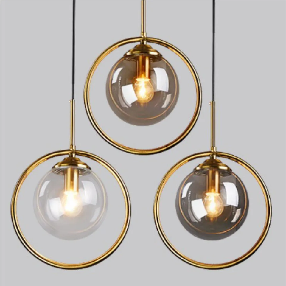 Dropshipping Modern Glass Ball Ring Pendant Lamp Nordic Long Staircase P... - $38.01+