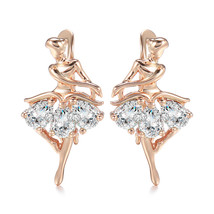 New 585 Rose Gold Ballet Drop Earrings for Women Mosaic Blue Natural Zircon Brid - £10.37 GBP