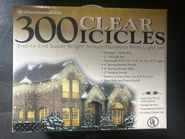 Diamondlite 300 Clear Icicles Bright Indoor/Outdoor Mini Light 2 150 lig... - $21.84