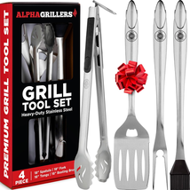   BBQ Accessories Grill Tools Set with Spatula, Fork, Brush &amp; Tongs - Ou... - $43.59