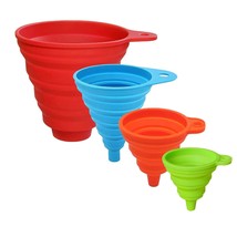 4Pcs Kitchen Funnels For Filling Bottles Canning,Food Grade Silicone Col... - £10.16 GBP