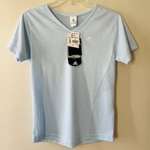Adidas Sz S Blue Short Sleeve Active Tee Shirt Pullover Stretch Top Acti... - $33.63 CAD