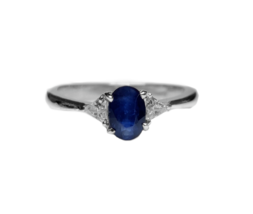 Blue Sapphire Engagement Ring 1 Carat Band Birthstone Ring - £35.09 GBP