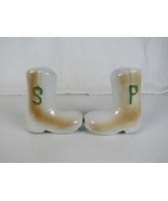 Vintage Rubber Boot Shaped Porcelain Salt and Pepper Shakers - $9.50