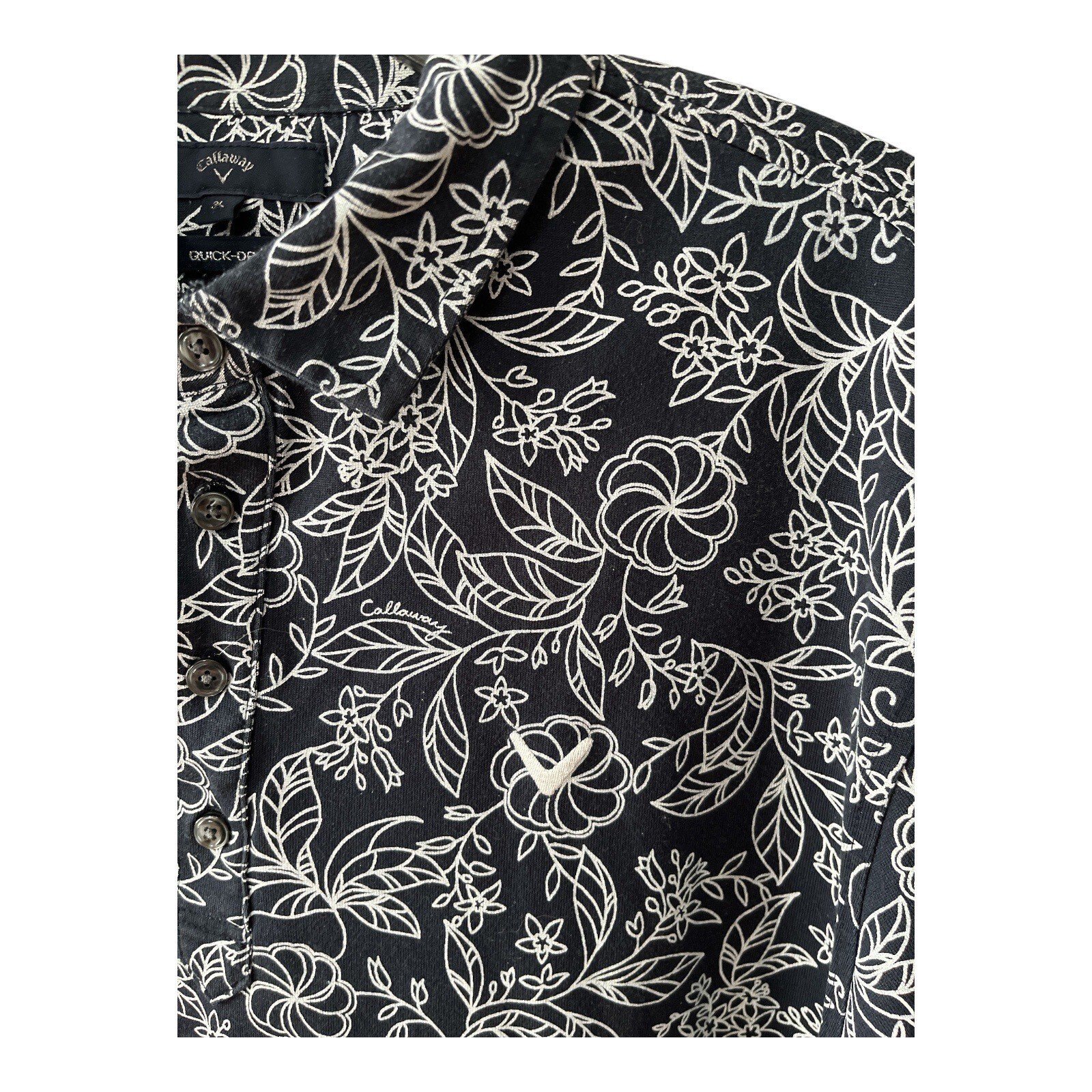Callaway Men’s 3L Black Quick-Dry Golf Shirt Floral Print Cotton Blend Item image 5