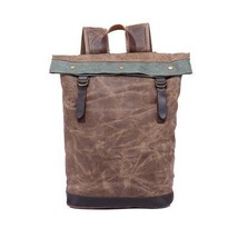 2022 New Canvas With Crazy Horse Leather Backpack Handmade Retro Waterproof Larg - £78.34 GBP