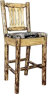 Montana Woodworks Glacier Country Collection Barstool with Back, Upholstered Sea - £470.97 GBP