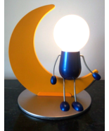 Children&#39;s Lamp for Bedside Crescent Moon Man Blue White Yellow Silver K... - €25,86 EUR