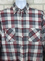 Ozark Trail Men Flannel Plaid Shirt Sz L Tall Long Sleeve USA Dry Cleaned Red - £14.19 GBP