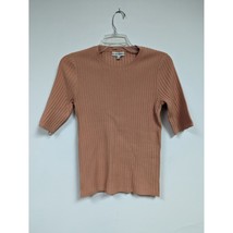 Guess Size M Ribbed Knit Crew Neck Cotton Sweater Womens Short Sleeved - £11.95 GBP