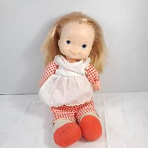 Fisher Price Toys #200 Mary Lapsitter baby Doll red plaid apron 1973 Vin... - $32.07 CAD