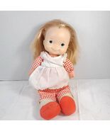 Fisher Price Toys #200 Mary Lapsitter baby Doll red plaid apron 1973 Vin... - $32.07 CAD