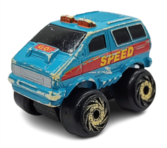 Road Champs Mini Monster Wheels Turquoise Van 102 Vintage Collectible Miniatures - £8.35 GBP