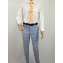 Mens Suit RENOIR English Plaid Window Pane Stretch Slim Fit Comfort 293-3 Blue image 15