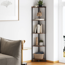 5-tier Display Utility Metal Wall Shelf Corner Storage Rack Bookcase Boo... - $117.39 CAD+