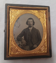 Antique Cased Collodion Positive  ~ 30 Year Old Man in Suit w Facial Hair Suit - £23.25 GBP