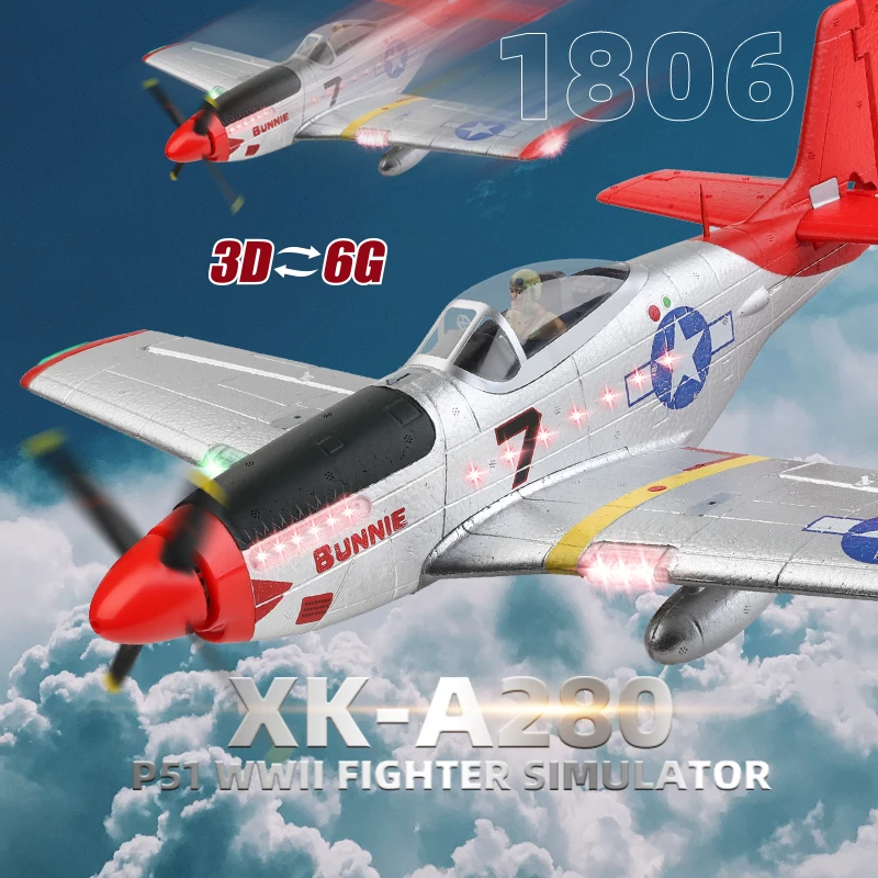 Wltoys XK A280 RC Plane P51 Model 3D/6G With LED 2.4GHz GPS Remote Control - $206.46+