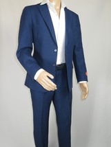 Men's ENZO Linen Spring Summer Suit Light Weight Breathable E58302-2 Navy Blue image 2