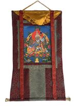 HAND PAINTED GURU PADMASAMBHAVA TIBETAN THANGKA PAINTING WITH SILK BROCADE - €167,63 EUR HAND PAINTED GURU PADMASAMBHAVA TIBETAN THANGKA PAINTING WITH SILK BROCADE - €167,63 EUR