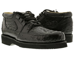 mens black genuine crocodile ostrich skin sneaker shoes boots western co... - £135.91 GBP