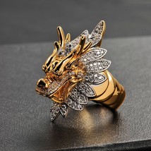  quality luxury gold color bling dragon rings aaa zircon stone iced out rings for women thumb200