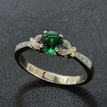 Women 1.15Ct Round Cut Green Diamond Solitaire Wedding Ring 14k Yellow Gold Over - £73.94 GBP