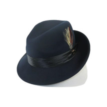 Mens Bruno Capelo Dress Hat Australian Wool Crushable Fedora Giovani UN102 Navy image 4