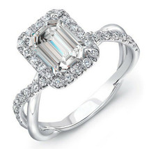 14K White Gold Finish 1.50 Ct Emerald Cut VVS1 Diamond Solitaire Engagem... - $1,222.89 MXN