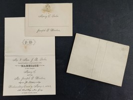 1884 Antique Wedding Invitation Wood Edge Nj Joseph P Winters Mary E Pulis - £69.78 GBP