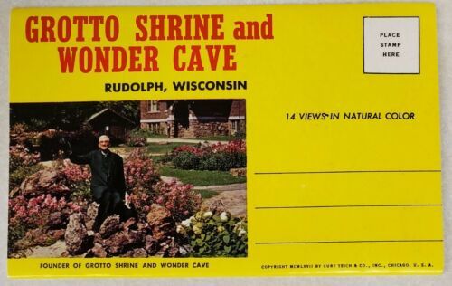 Rudolph Wisconsin Grotto Shrine &amp; Wonder Cave Fold Out Souvenir Postcard... - $14.65