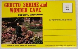 Rudolph Wisconsin Grotto Shrine &amp; Wonder Cave Fold Out Souvenir Postcard... - £11.53 GBP