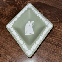 Vintage Wedgwood Sage Green Jasperware diagonal trinket dish - £19.58 GBP