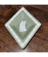 Vintage Wedgwood Sage Green Jasperware diagonal trinket dish - £19.24 GBP