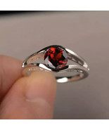 1.5Ct Lab Created Round Cut Red Ruby Wedding Ring in 14K White Gold Finish - $1,663.29 MXN