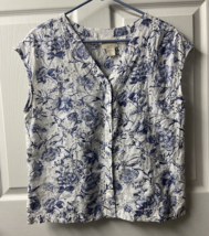 Cynthia Rowley Sleeveless Button Front Blouse Womens Size Large Floral Eyelet - £8.63 GBP