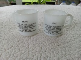 Vintage Termocrisa Mexico Mom &amp; Dad Milkglass Coffee Tea Mug Cup Pair Set Of 2 - £11.16 GBP
