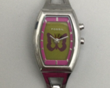 Fossil Big Tic Butterfly Watch Women 20mm Silver Tone Pink  New Battery 6&quot; - $29.69
