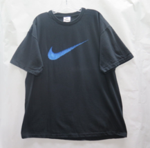 VTG Nike Shirt Mens L XL Black Blue Swoosh Big Chest Logo 90s USA Sport Rare - £44.59 GBP