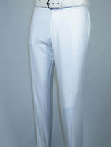 Men's MONO Turkey Slacks Wool Blend Plain Front Slim Fit 2534-10 White image 4